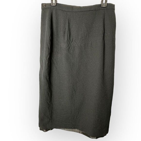 Jones New York petite 100% wool lined wrap skirt black 14p - Picture 6 of 12